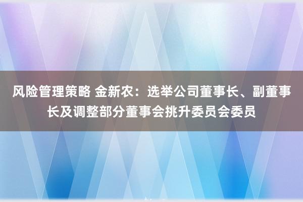 风险管理策略 金新农：选举公司董事长、副董事长及调整部分董事会挑升委员会委员