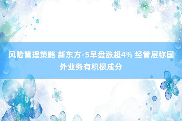 风险管理策略 新东方-S早盘涨超4% 经管层称国外业务有积极成分