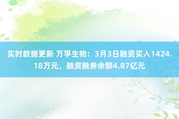 实时数据更新 万孚生物：3月3日融资买入1424.18万元，融资融券余额4.87亿元