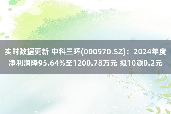 实时数据更新 中科三环(000970.SZ)：2024年度净利润降95.64%至1200.78万元 拟10派0.2元