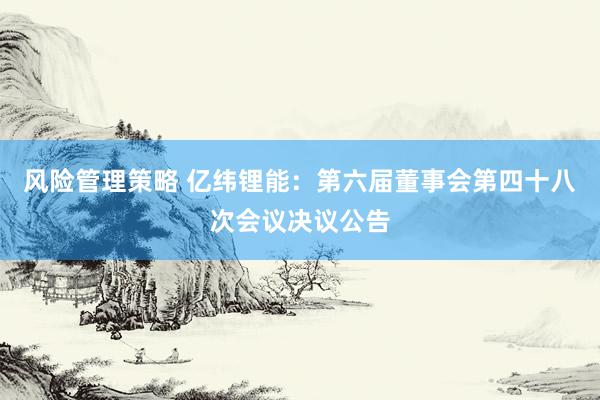 风险管理策略 亿纬锂能：第六届董事会第四十八次会议决议公告